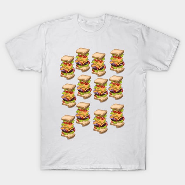 Cheeseburgers Pattern T-Shirt by nickemporium1